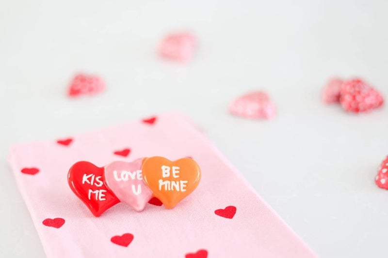 nf nora fleming Nora Fleming Hand-Painted Mini: Conversation Hearts (Triple Hearts) A178 - Image 3